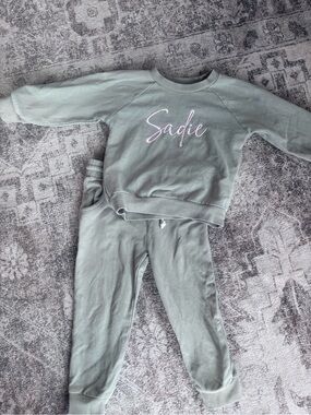 Personalized Kids Pajama Set with 'Sadie' Script - Sage